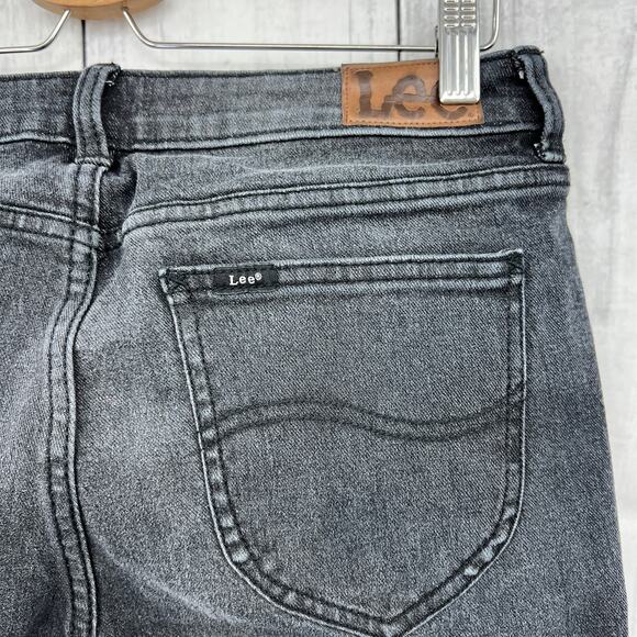 Lee (8) Short Womens Black Regular Fit Straight Leg Jeans Stone Wash Mid Rise - Picture 6 of 10